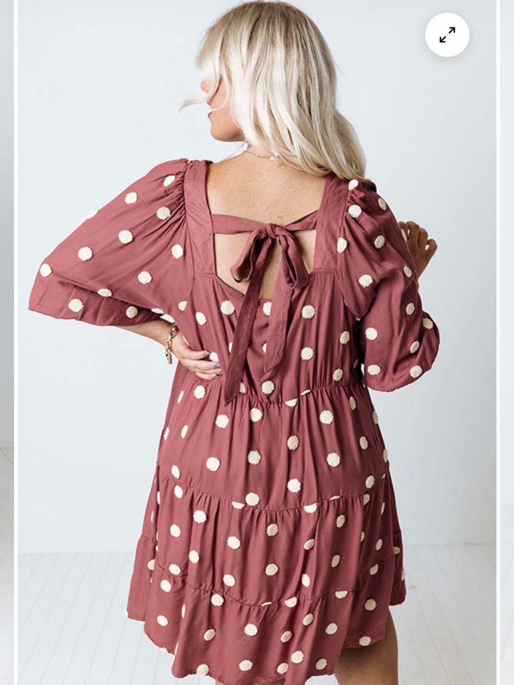 ⚡️Boutique Polka Dot Tie-Back Tiered Shift Dress - Mauve Pink